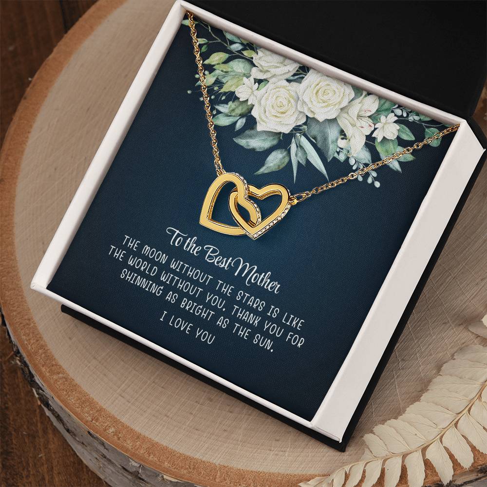 To My Best Mother, I Love You - Interlocking Heart Necklace
