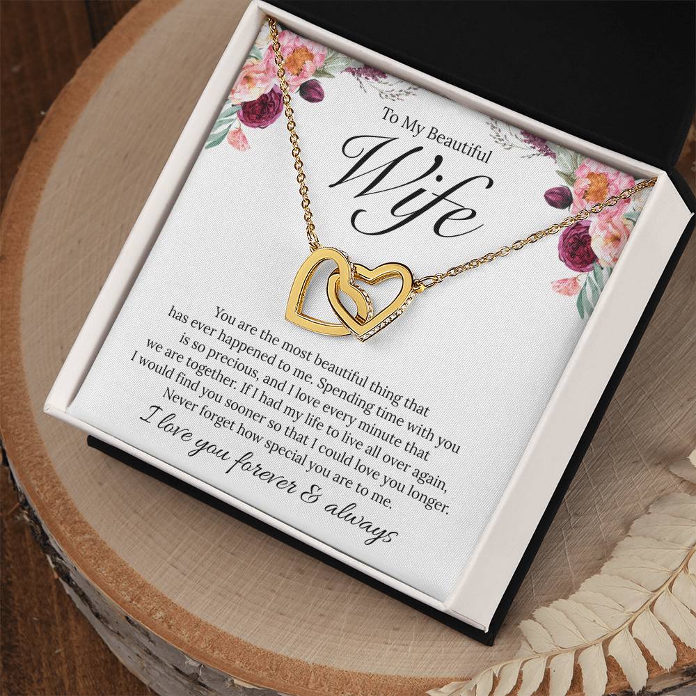 To My Beautiful Wife, I Love You - Interlocking Heart Necklace