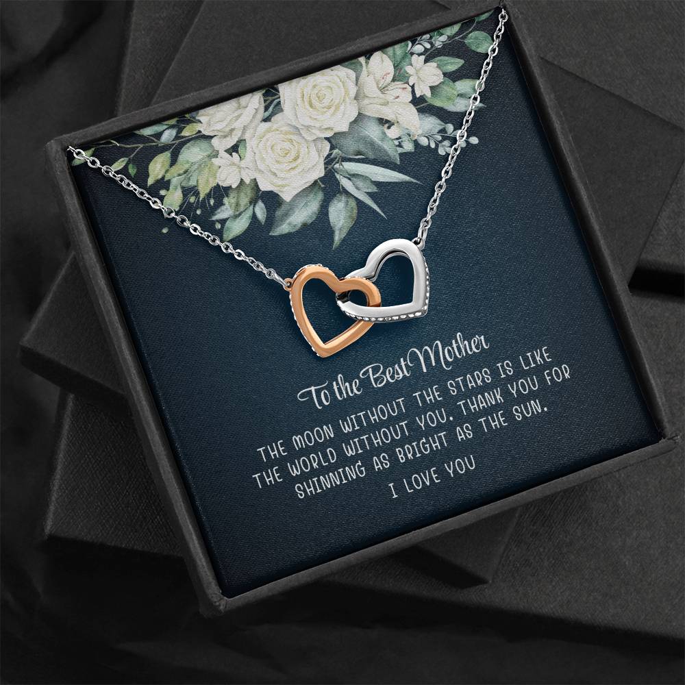 To My Best Mother, I Love You - Interlocking Heart Necklace