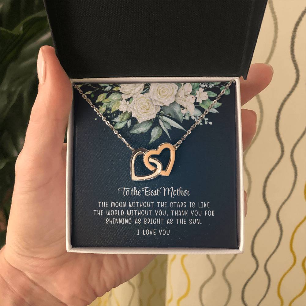 To My Best Mother, I Love You - Interlocking Heart Necklace