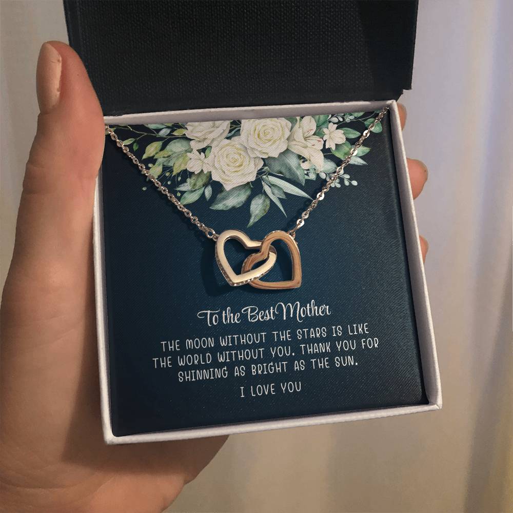 To My Best Mother, I Love You - Interlocking Heart Necklace