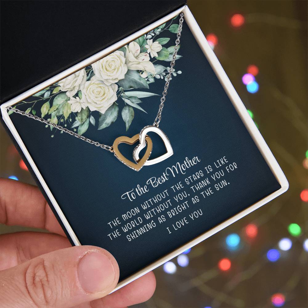 To My Best Mother, I Love You - Interlocking Heart Necklace