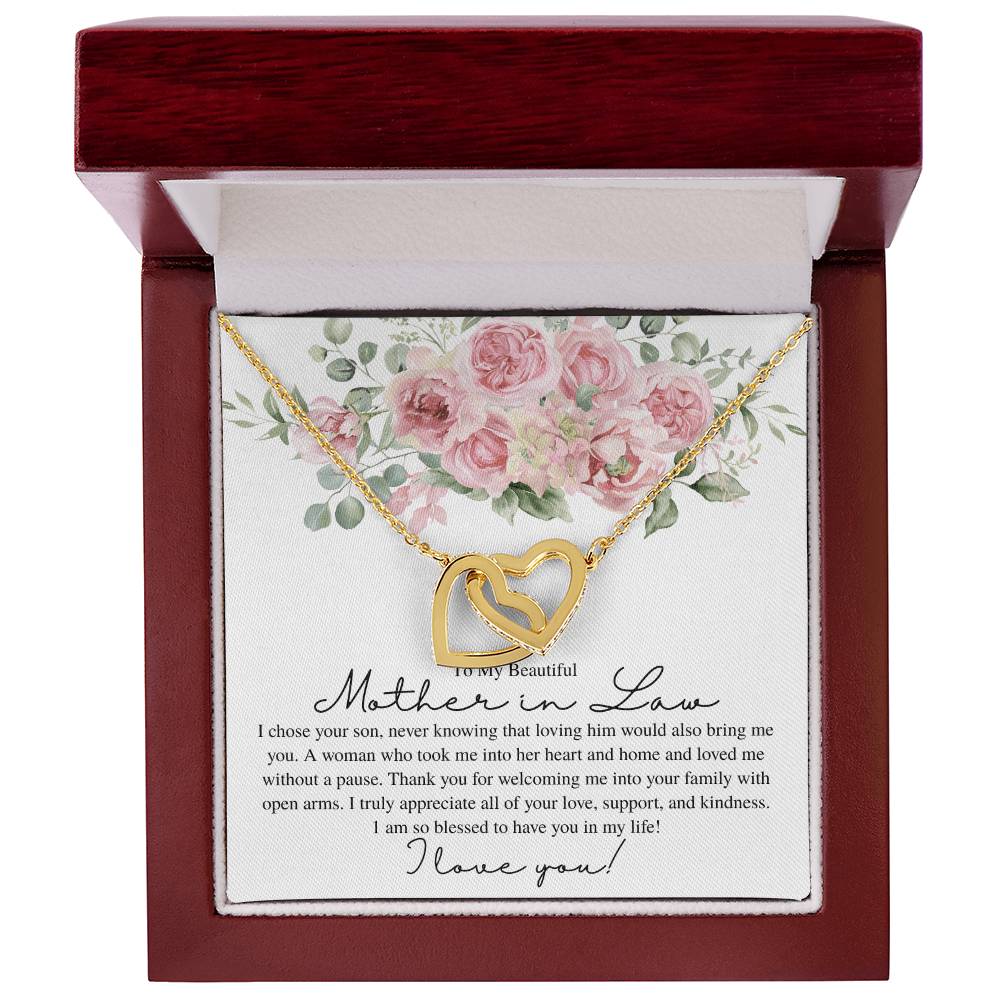 To My Beautiful Mother in Law, I Love You - Interlocking Heart Necklace