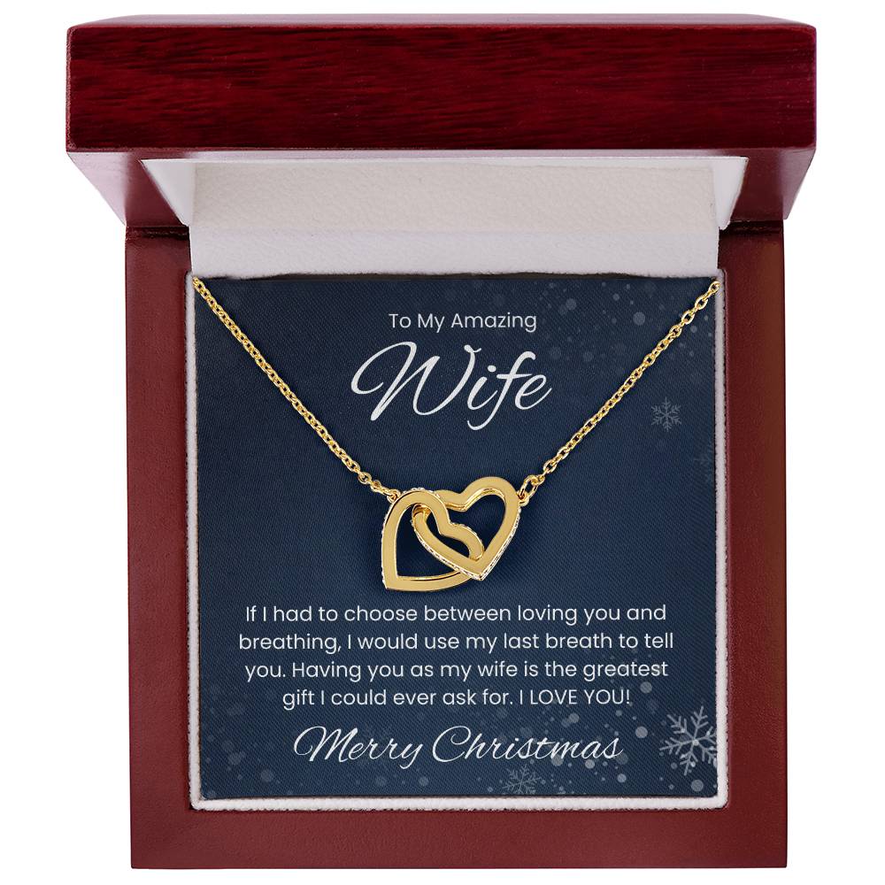 To My Amazing Wife, Merry Christmas - Interlocking Heart Necklace