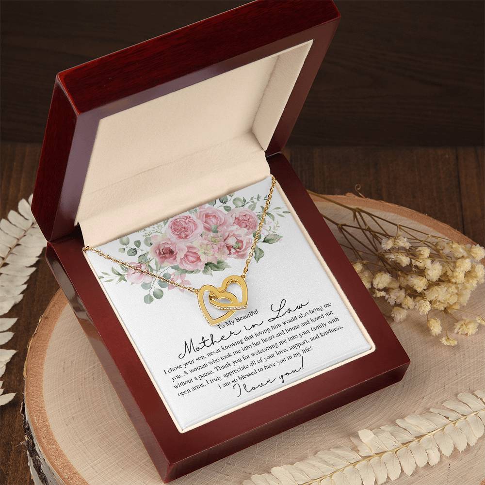 To My Beautiful Mother in Law, I Love You - Interlocking Heart Necklace