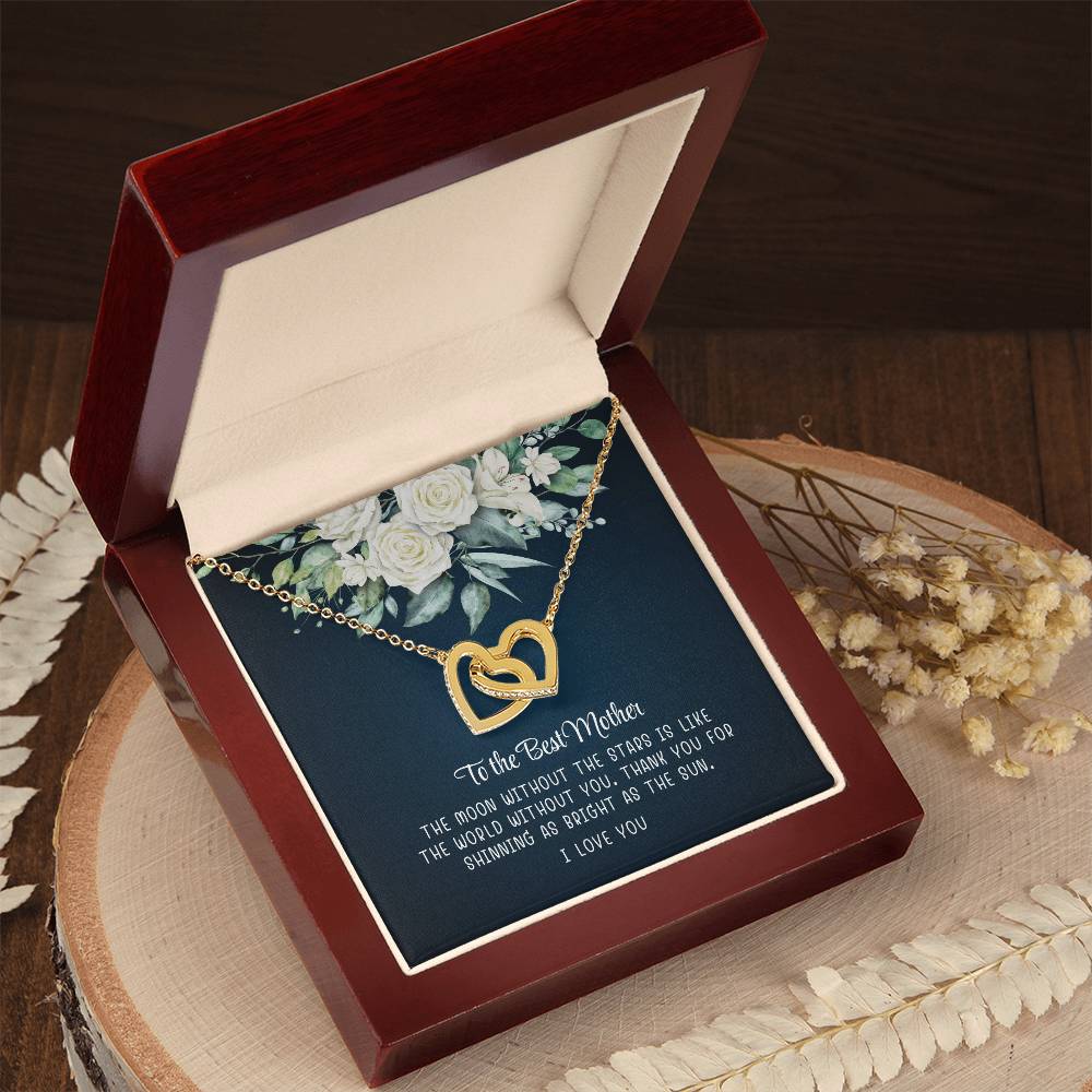 To My Best Mother, I Love You - Interlocking Heart Necklace