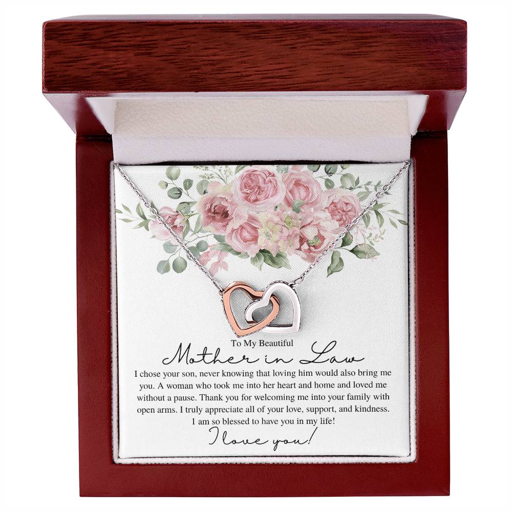 To My Beautiful Mother in Law, I Love You - Interlocking Heart Necklace