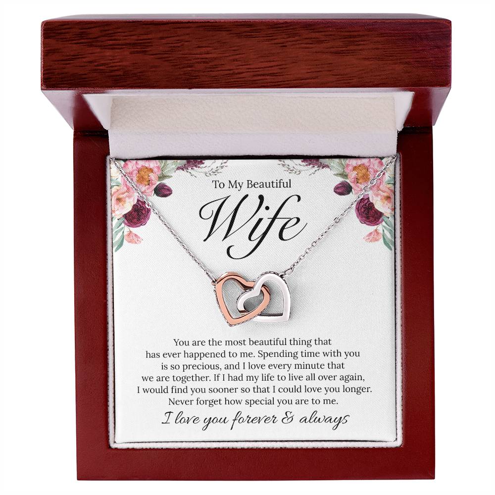 To My Beautiful Wife, I Love You - Interlocking Heart Necklace