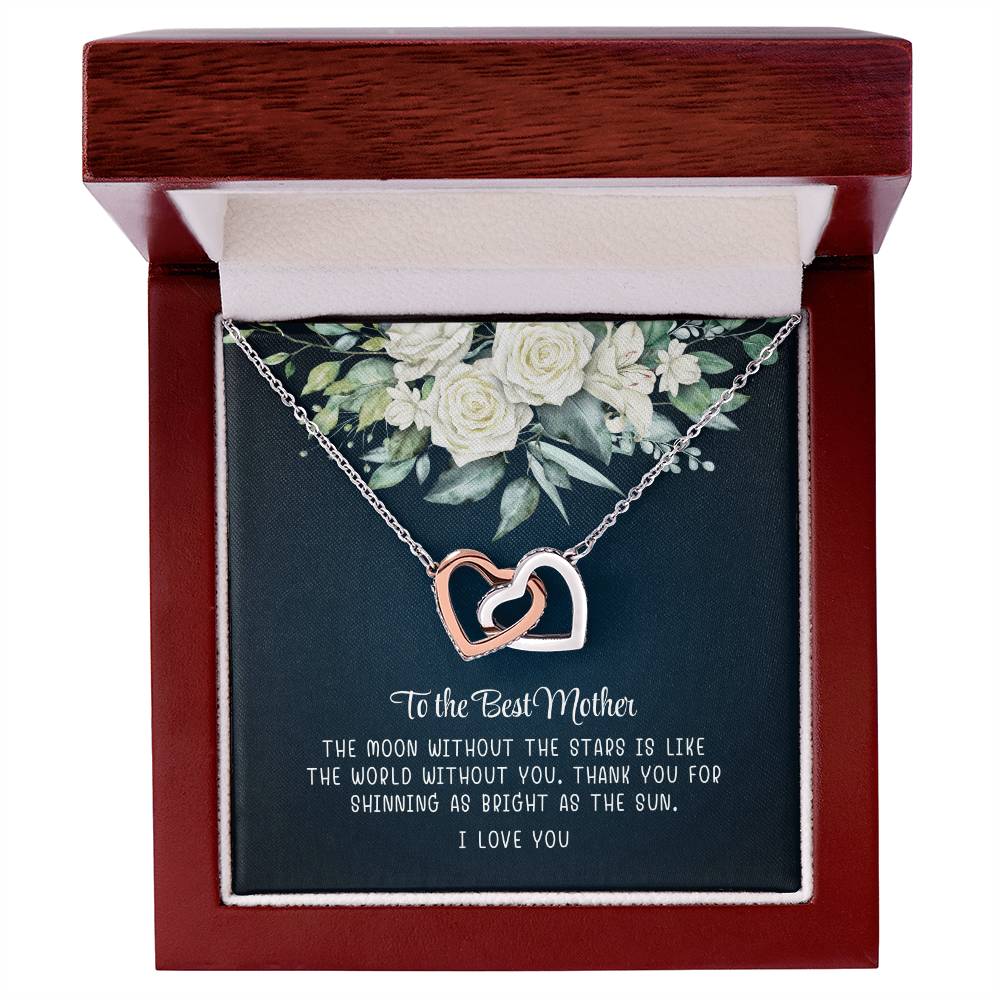 To My Best Mother, I Love You - Interlocking Heart Necklace