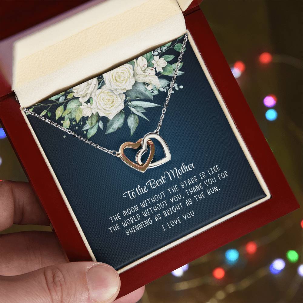 To My Best Mother, I Love You - Interlocking Heart Necklace