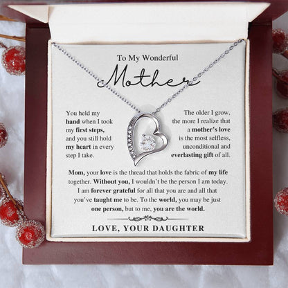 To My Wonderful Mother, From Daughter - Forever Love Necklace