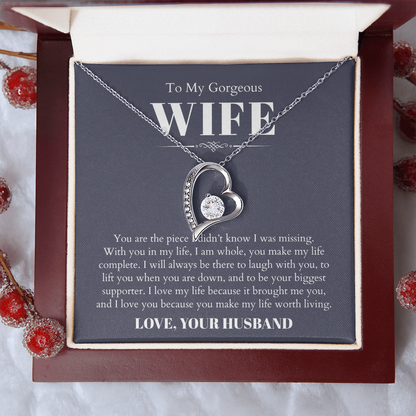 To My Gorgeous Wife, From Husband - Forever Love Necklace