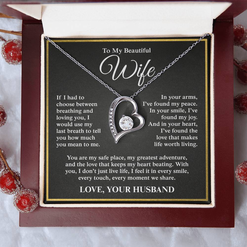 To My Beautiful Wife, From Husband - Forever Love Necklace