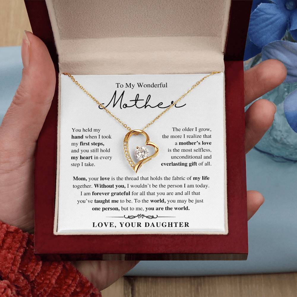 To My Wonderful Mother, From Daughter - Forever Love Necklace