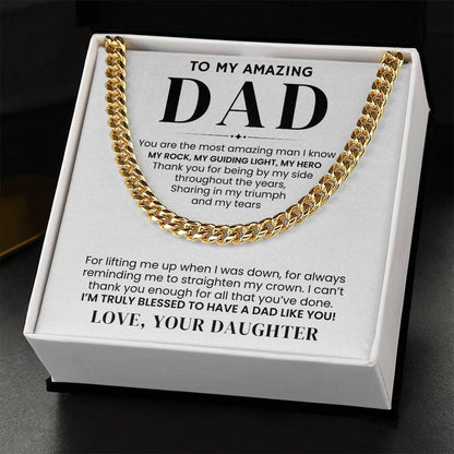 To My Amazing Dad, From Daughter - Cuban Link Chain