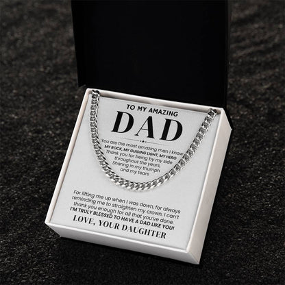 To My Amazing Dad, From Daughter - Cuban Link Chain