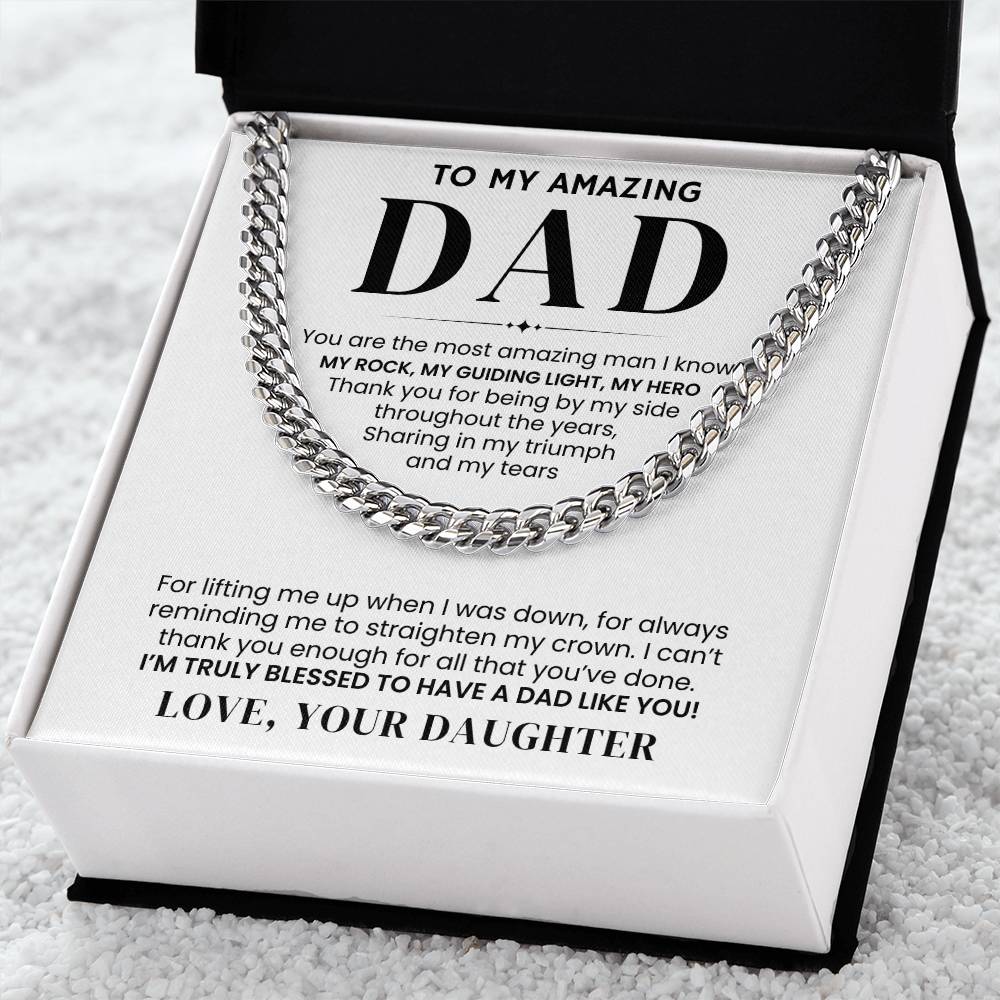 To My Amazing Dad, From Daughter - Cuban Link Chain