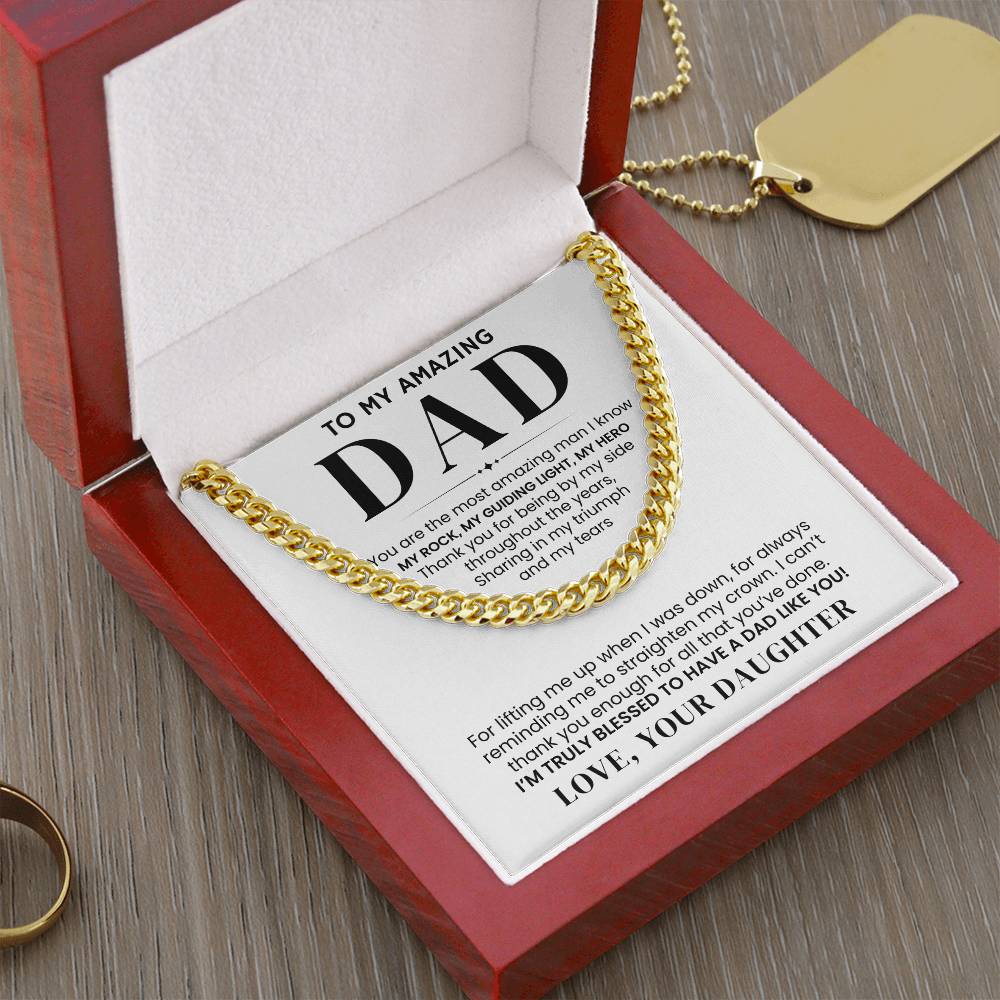 To My Amazing Dad, From Daughter - Cuban Link Chain
