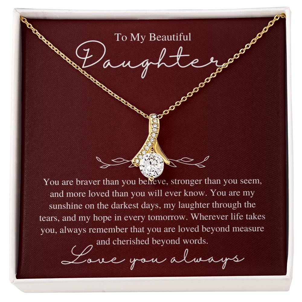 To My Beautiful Daughter, Love You Always - Love Knot Necklace