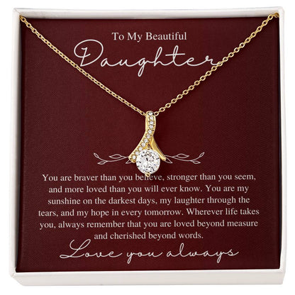 To My Beautiful Daughter, Love You Always - Love Knot Necklace