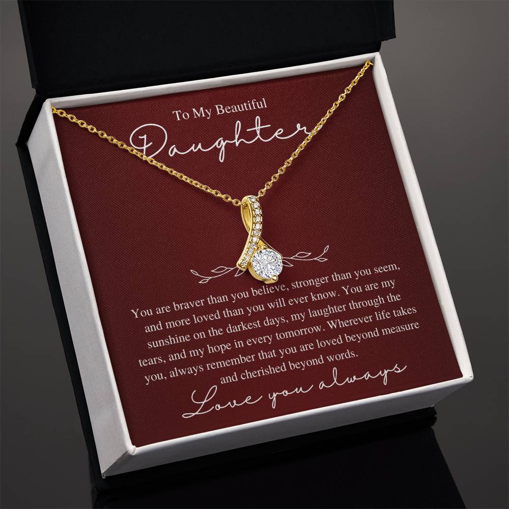 To My Beautiful Daughter, Love You Always - Love Knot Necklace