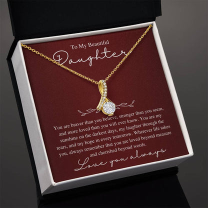 To My Beautiful Daughter, Love You Always - Love Knot Necklace