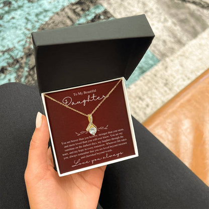 To My Beautiful Daughter, Love You Always - Love Knot Necklace