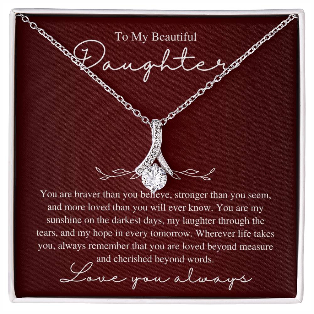 To My Beautiful Daughter, Love You Always - Love Knot Necklace