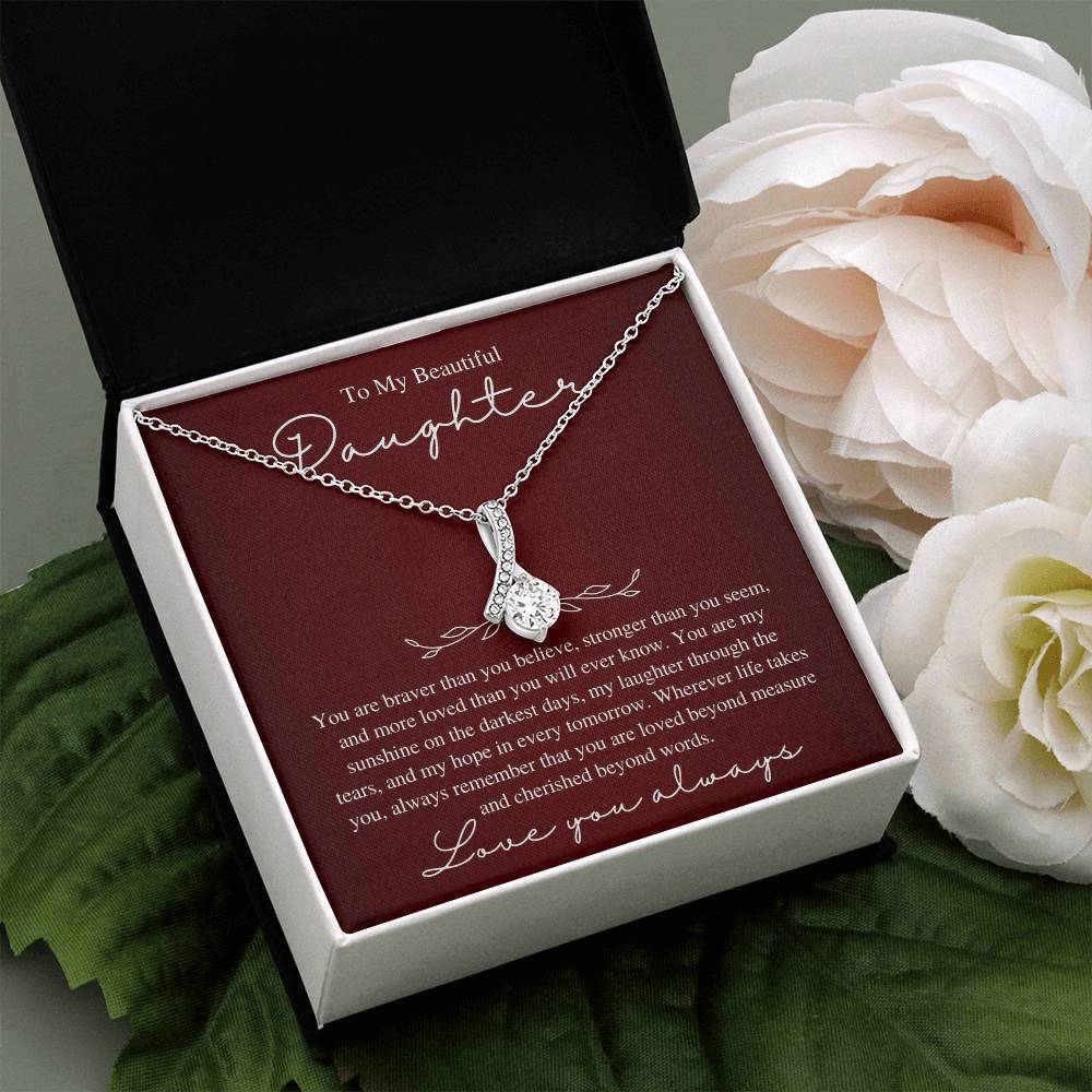 To My Beautiful Daughter, Love You Always - Love Knot Necklace