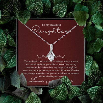 To My Beautiful Daughter, Love You Always - Love Knot Necklace
