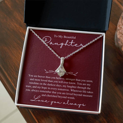 To My Beautiful Daughter, Love You Always - Love Knot Necklace
