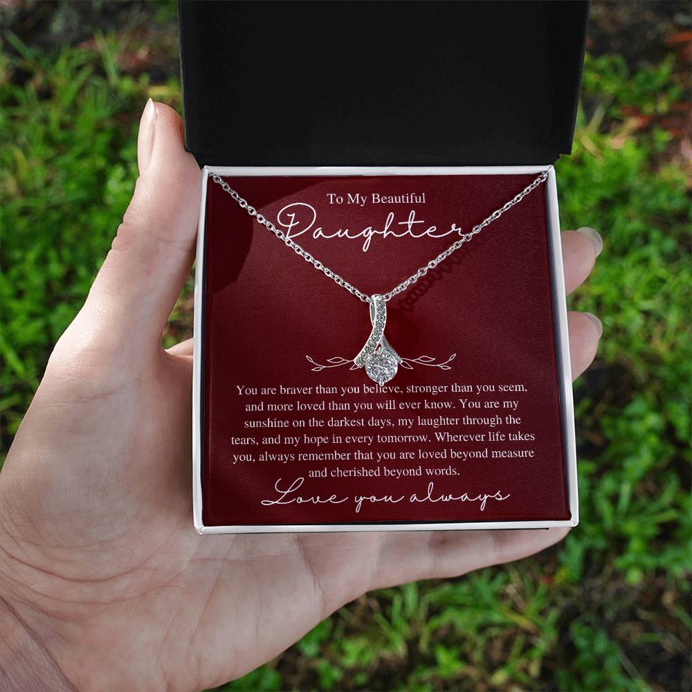 To My Beautiful Daughter, Love You Always - Love Knot Necklace