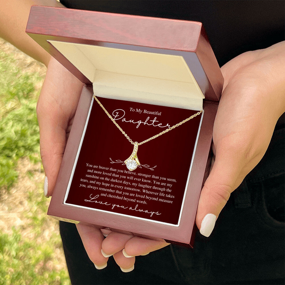 To My Beautiful Daughter, Love You Always - Love Knot Necklace