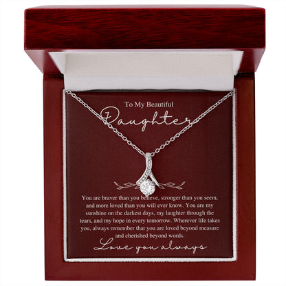 To My Beautiful Daughter, Love You Always - Love Knot Necklace