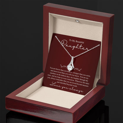To My Beautiful Daughter, Love You Always - Love Knot Necklace
