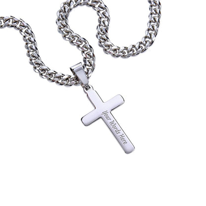 To My Dad, From Daughter - Cuban Link Chain with Artisian Cross