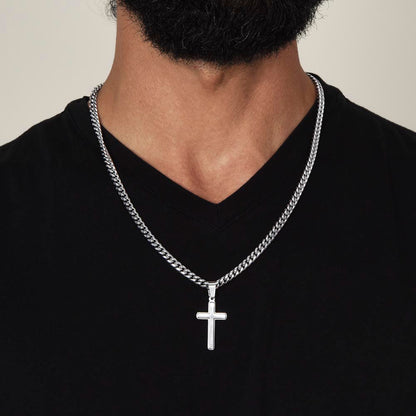To My Dad, From Daughter - Cuban Link Chain with Artisian Cross