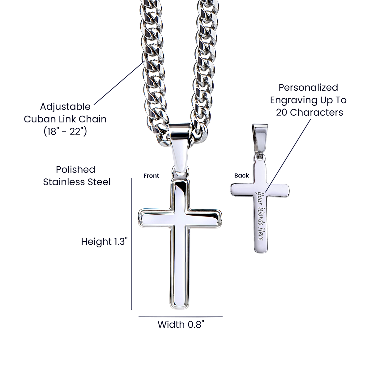 To My Son, From Dad - Cuban Link Chain With Artisian Cross
