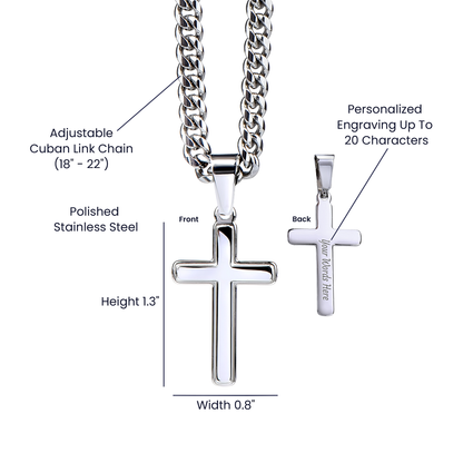 To My Dad, From Daughter - Cuban Link Chain with Artisian Cross