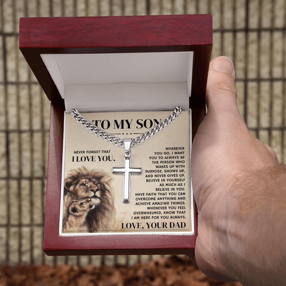 To My Son, From Dad - Cuban Link Chain With Artisian Cross