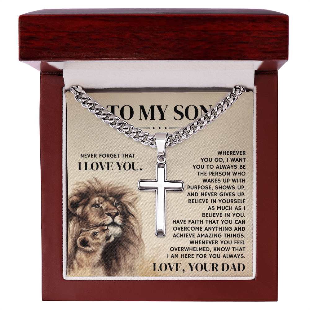 To My Son, From Dad - Cuban Link Chain With Artisian Cross