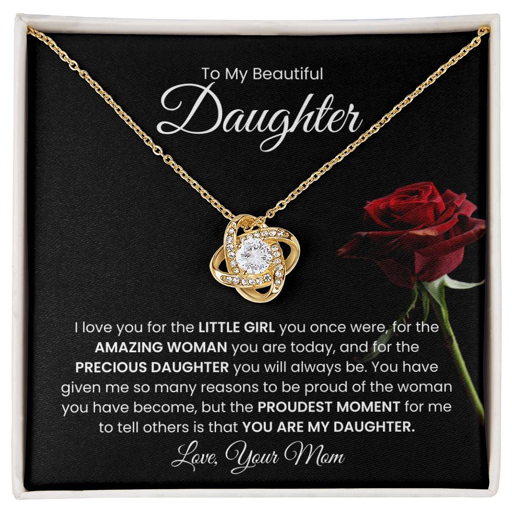 To My Beautiful  Daughter, From Mom - Love Knot Necklace