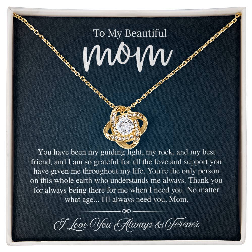 To My Beautiful Mom, I Love You Always & Forever - Love Knot Necklace