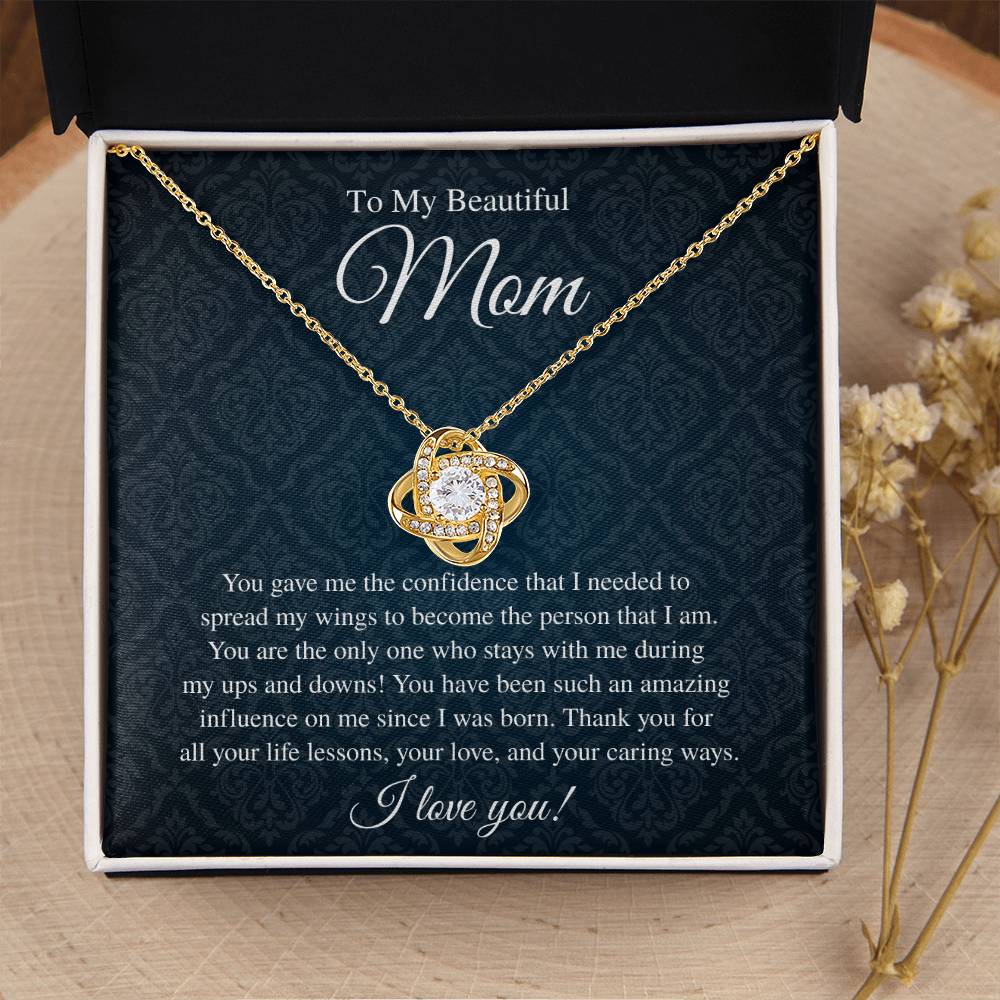 To My Beautiful Mom, I Love You - Love Knot Necklace