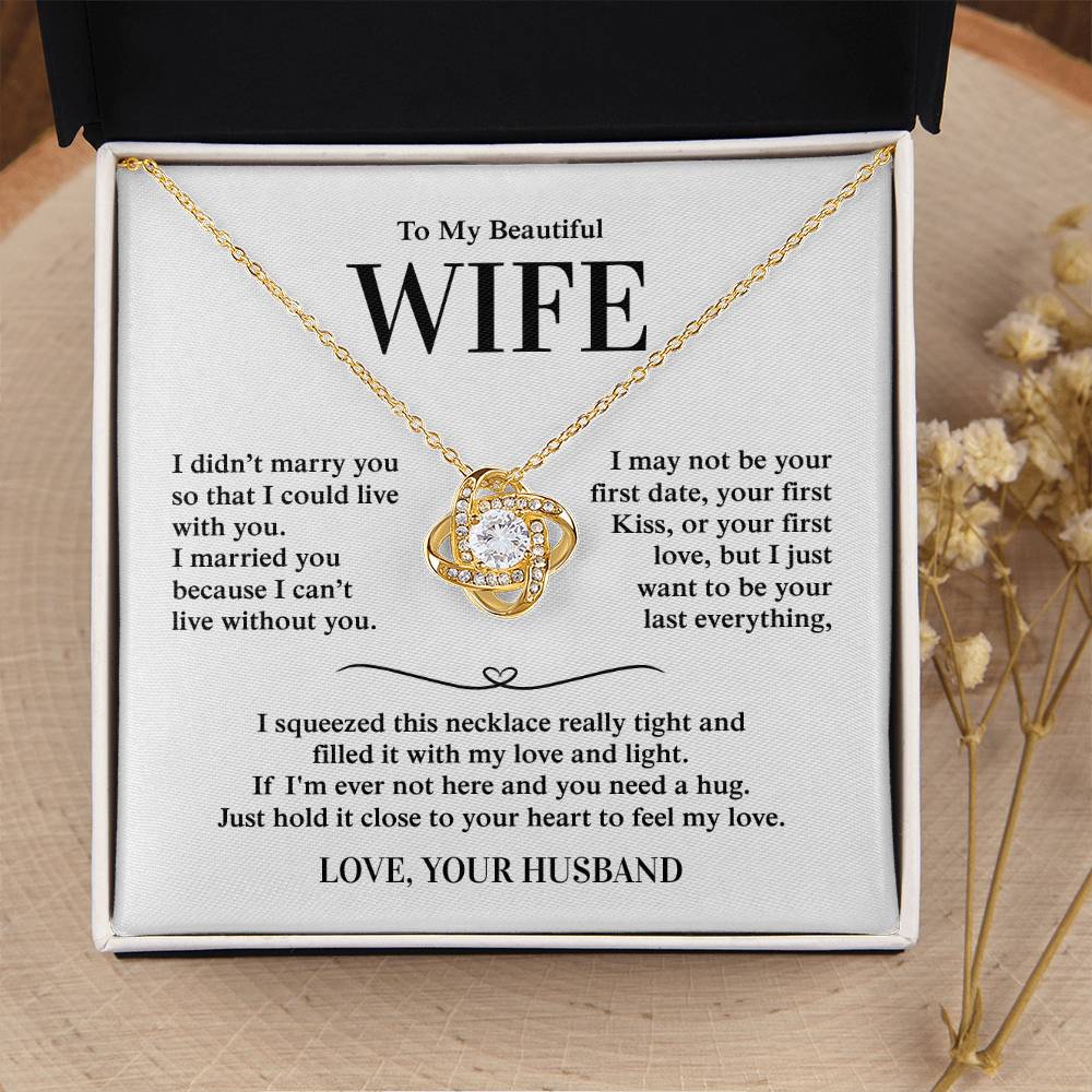 To My Beautiful Wife, From Husband - Love Knot Necklace