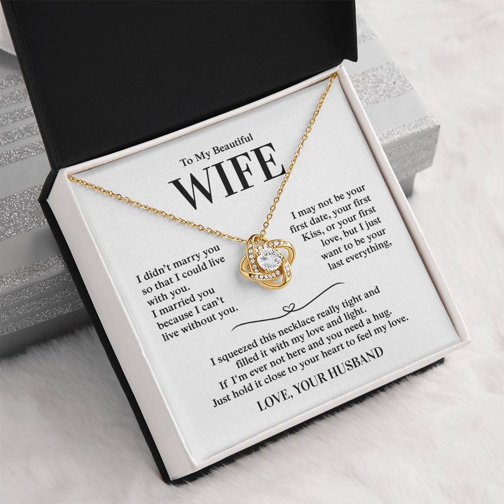 To My Beautiful Wife, From Husband - Love Knot Necklace
