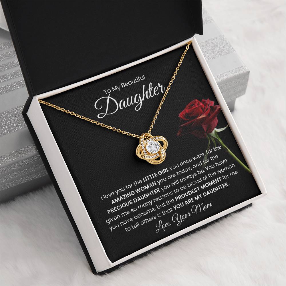To My Beautiful  Daughter, From Mom - Love Knot Necklace