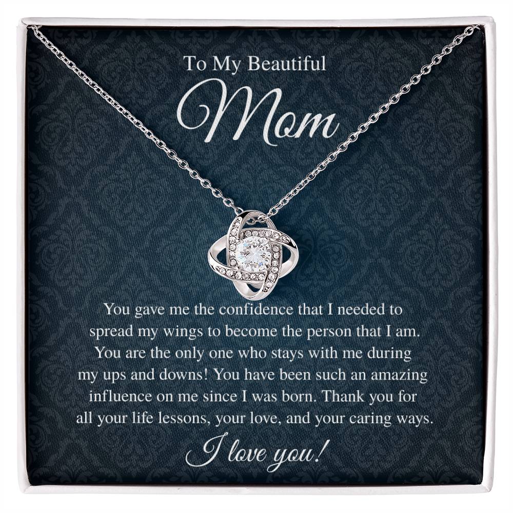 To My Beautiful Mom, I Love You - Love Knot Necklace