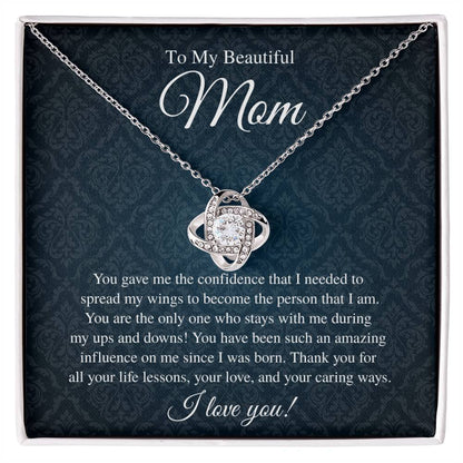 To My Beautiful Mom, I Love You - Love Knot Necklace