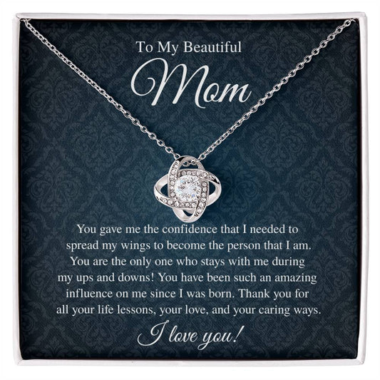 To My Beautiful Mom, I Love You - Love Knot Necklace